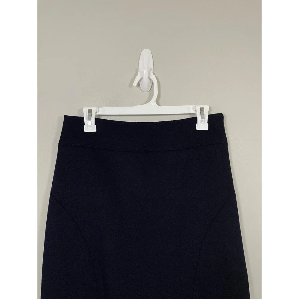 Tory Burch Navy Blue Wool Short Pencil Skirt Size 2 Designer Quiet Luxury Career